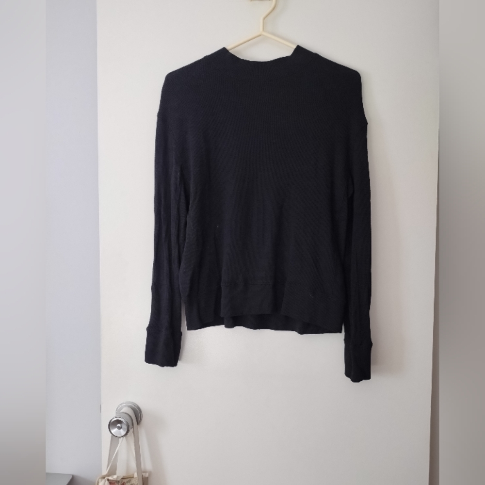MONROW Black Cotton Knit Top S